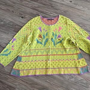Gudrun Sjoden Floral Cardigan - XXL - Green Folk  Floral
